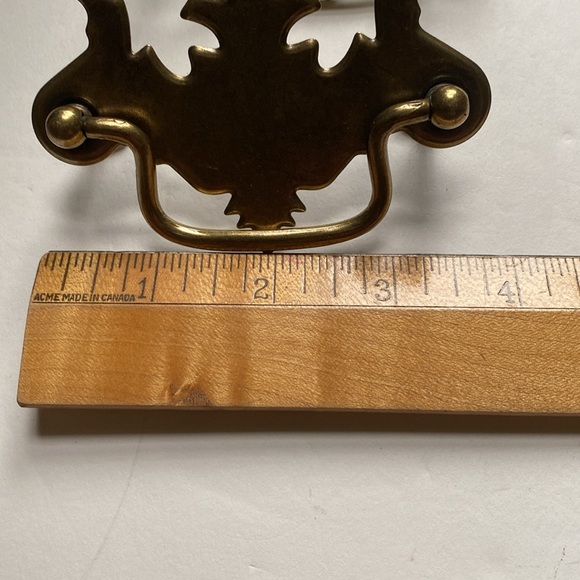 Antique solid brass furniture hardware. Drawer pulls. - Picture 5 of 9